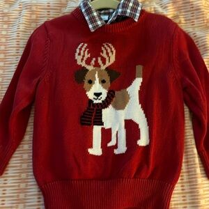 Worn once Christmas sweater and shirt set and black cord pants from Dillards TU